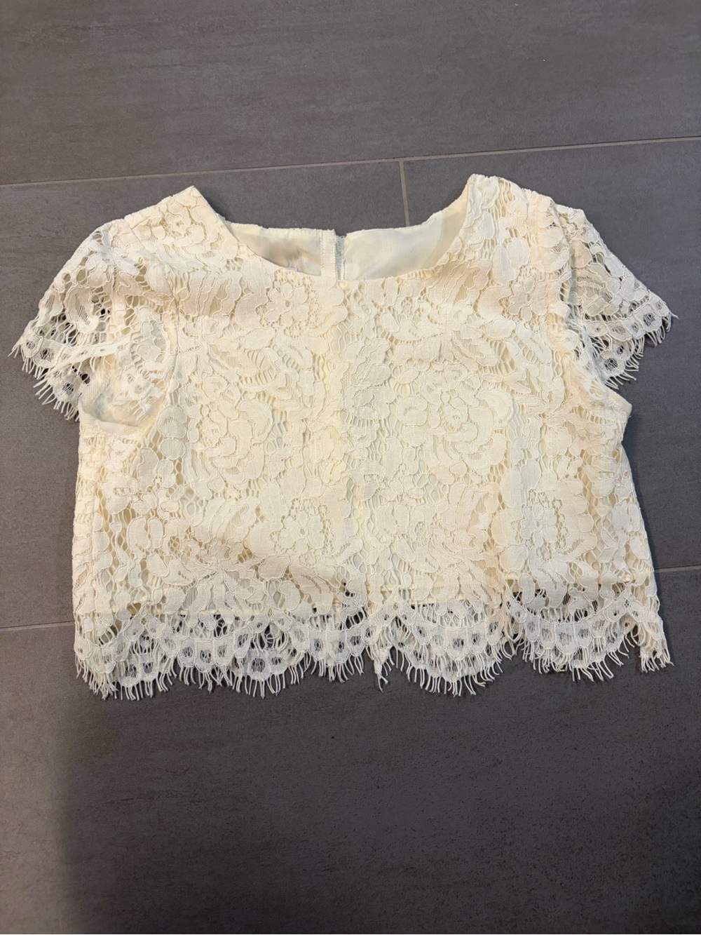 Jenny Yoo Ivory Lace Cropped Top for Girls